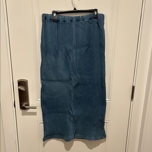 🤎Vintage Denim Blue Ribbed Knit Skirt